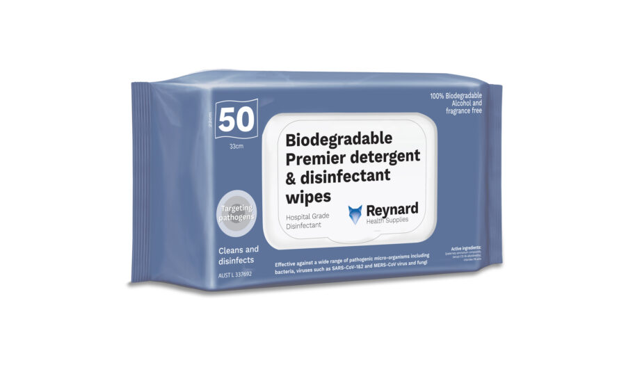 Biodegradable Premier detergent & disinfectant wipes
